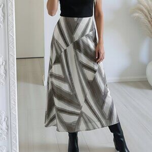 Tribal Patchwork A-Line Midi Skirt